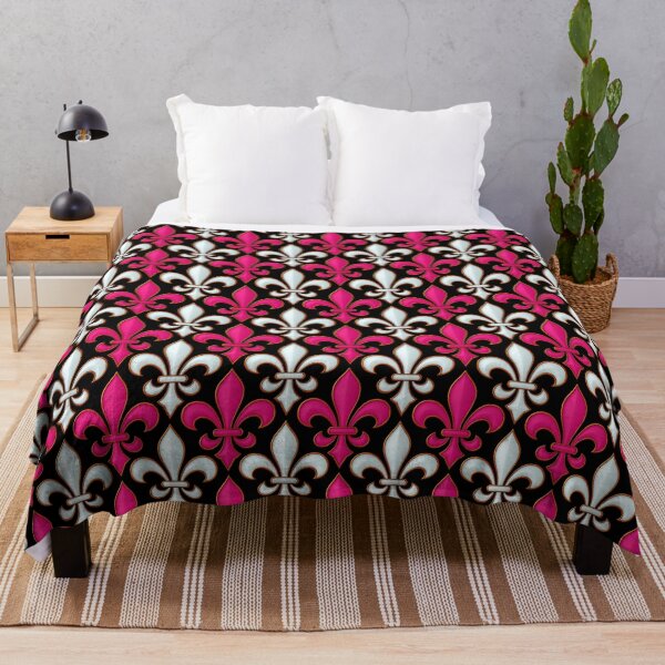 Item preview, Pink White Damask Fleur-de-lis Pattern - Black  designed and sold by PatternTitan.