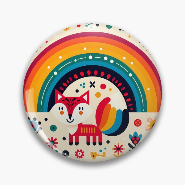 Item preview, Scandinavian Folk Art Fox Rainbow Stars by heidiannemorris © designed and sold by FOLK ART FUSION.