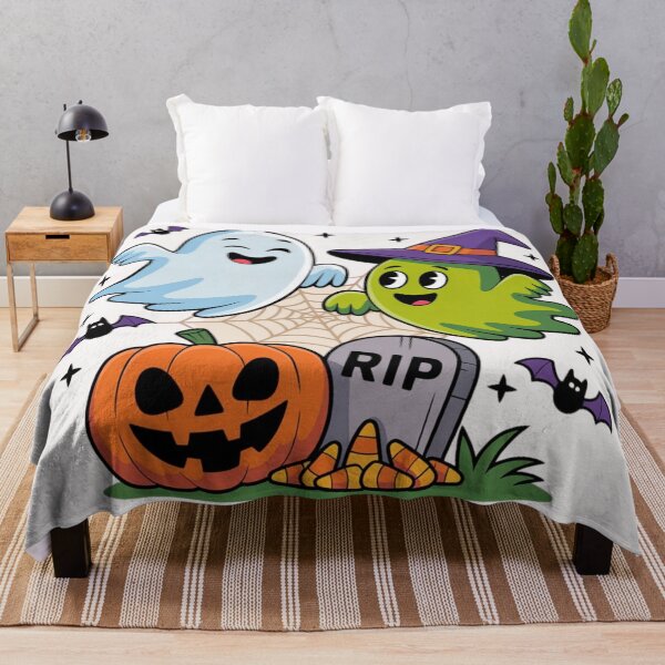 Item preview, Cute Halloween Ghosts, Witch Hat Pumpkin Tombstone Bats - Spooky Friendly Funny Kids Design designed and sold by wellie-chic.