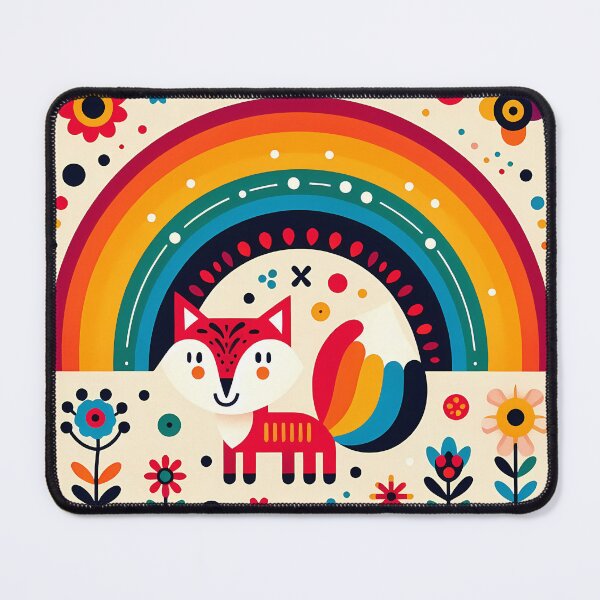 Item preview, Scandinavian Folk Art Fox Rainbow Stars by heidiannemorris © designed and sold by FOLK ART FUSION by heidiannemorris.