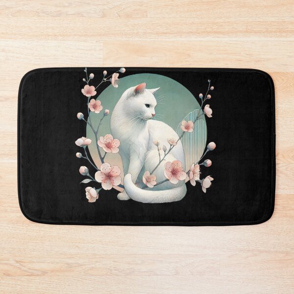 Item preview, Cat With Cherry Blossom Japanese Art Kitten Lover designed and sold by Kimberley King Art  King Art.