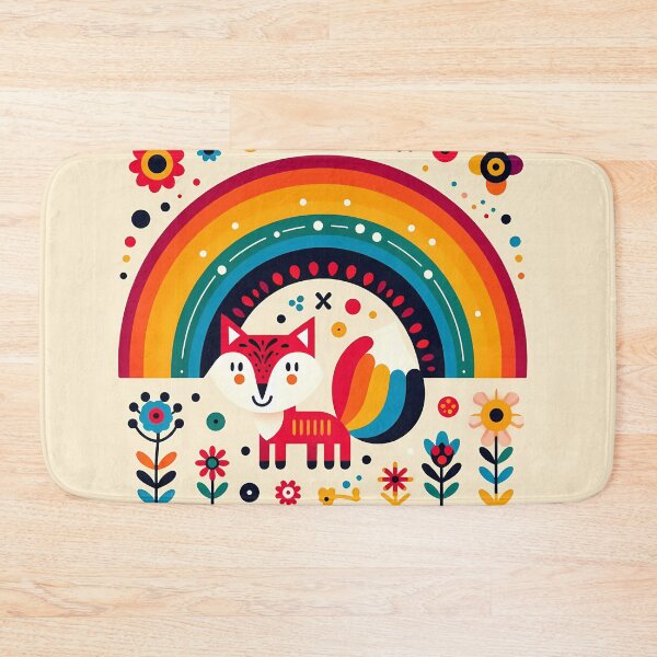 Item preview, Scandinavian Folk Art Fox Rainbow Stars by heidiannemorris © designed and sold by FOLK ART FUSION.
