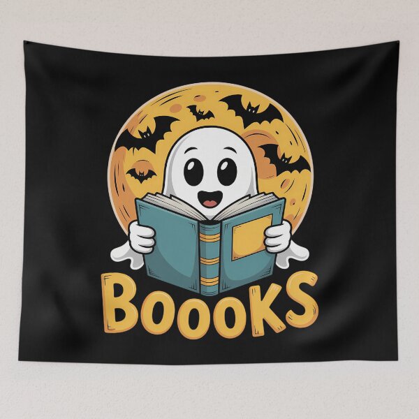 Item preview, Ghost Reading Halloween Bookworm Librarian Book designed and sold by CookWorldLaughs.