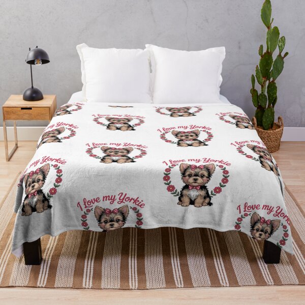 Artikelvorschau, ich liebe meinen Yorkie, Blumenliebe für meinen Yorkie – Yorkie-Valentinstagsleckereien entworfen und verkauft von belladesign7.