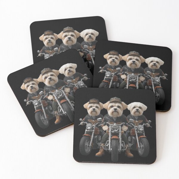 Item preview, Cute Maltese dogs on Harley motorcycles gang vintage designed and sold by Tattoo-Shirt Designer .