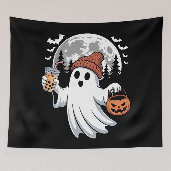 Item preview, Halloween Ghost Drinking Coffee Ice Coffee designed and sold by DoorwayThreads.