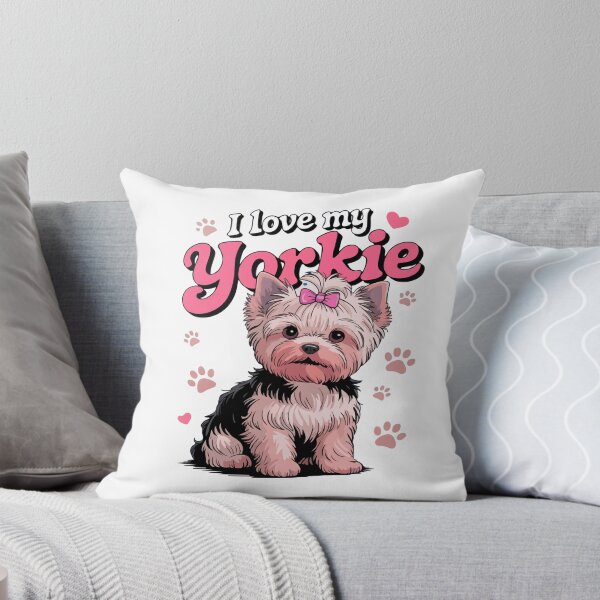 Item preview, i love my yorkie,Yorkie with Bow & Paw Prints – Yorkie Paw-sessions designed and sold by belladesign7.