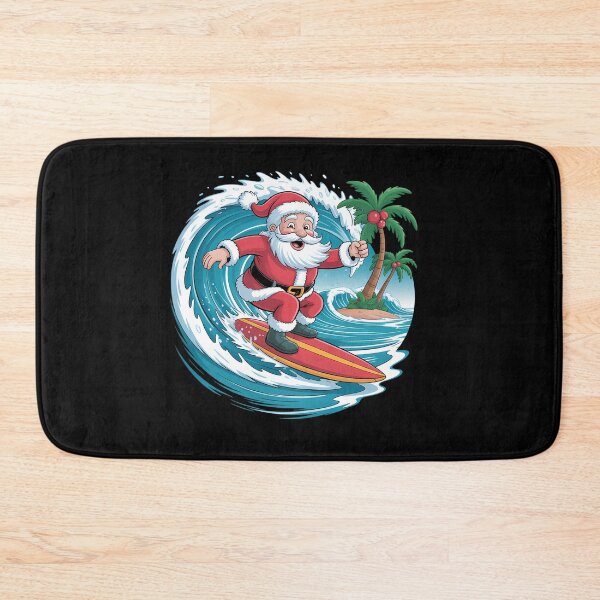 Item preview, Christmas Surfing Santa Beach Surfboard Palms designed and sold by tabdejinti.