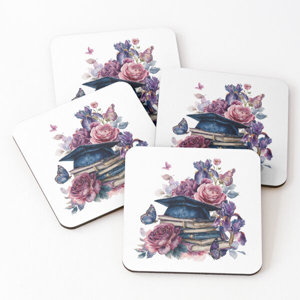 Item preview, Graduation Cap with Books and Watercolor Flowers designed and sold by Anastasiia Yurevych.