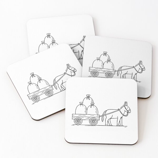 Item preview, Sacks stacked high on a wooden cart pulled by a donkey designed and sold by rasagamastore.