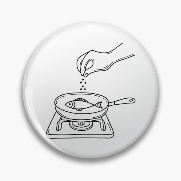 Item preview, A pinch of salt falling from fingers over fish at pan designed and sold by rasagamastore.
