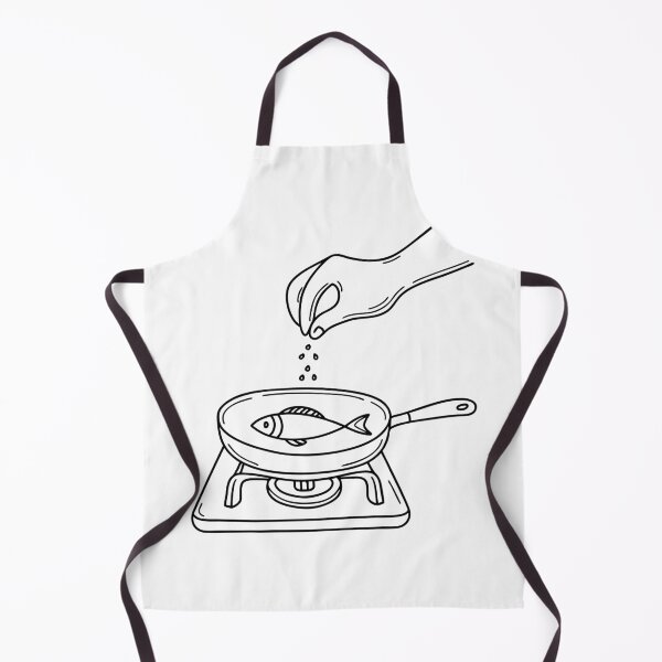 Item preview, A pinch of salt falling from fingers over fish at pan designed and sold by rasagamastore.