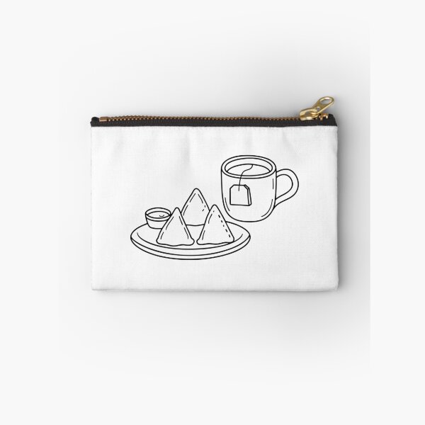 Item preview, A cup of tea bag and plate of samosas served with dipping sauces designed and sold by rasagamastore.