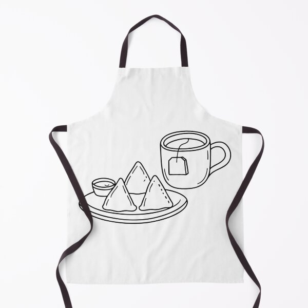 Item preview, A cup of tea bag and plate of samosas served with dipping sauces designed and sold by rasagamastore.
