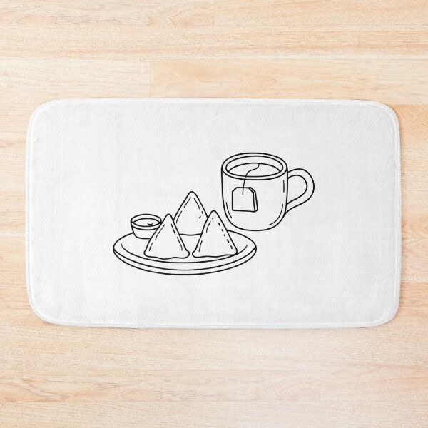Item preview, A cup of tea bag and plate of samosas served with dipping sauces designed and sold by rasagamastore.