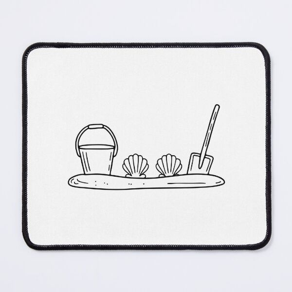 Item preview, Seashells half buried in wet sand near a bucket and shovel designed and sold by rasagamastore.
