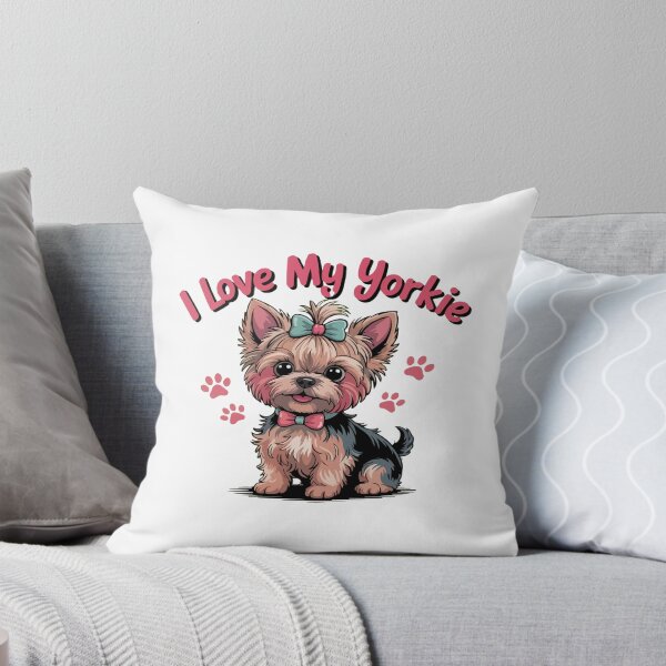 Item preview, i love my yorkie ,My Blushing Yorkie – Teal Bow Edition designed and sold by belladesign7.