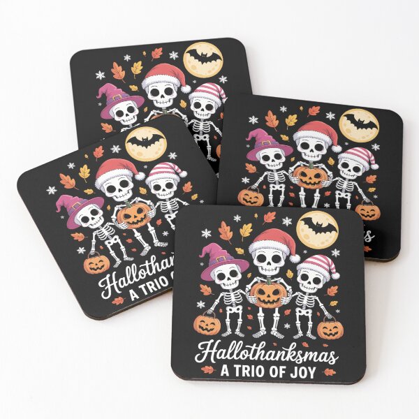 Item preview, Happy Halloween Thanksgiving Christmas Skeleton designed and sold by WalshDrawnLaugh.
