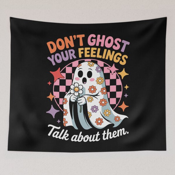 Item preview, Mental Health Halloween Ghost designed and sold by WalshDrawnLaugh.
