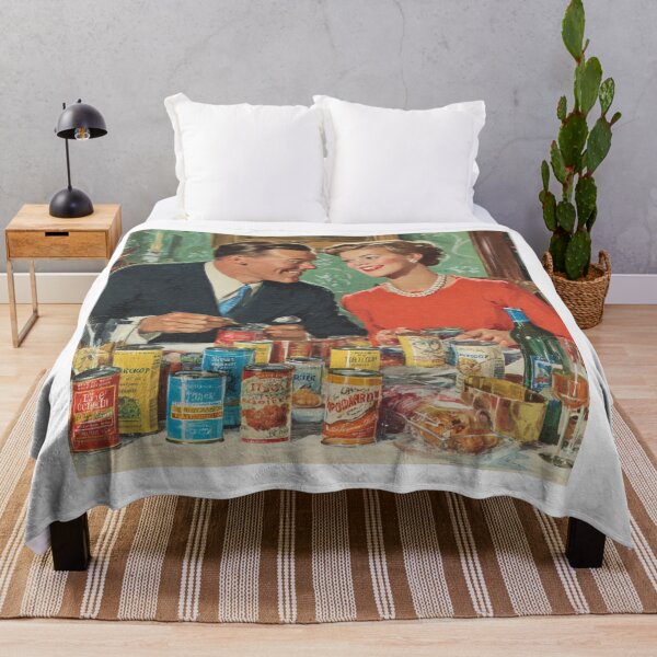Item preview, Romantic Couple at Dinner with Canned Food – Retro Pop Art Collection (1960s Vintage Illustration) designed and sold by casualnature.