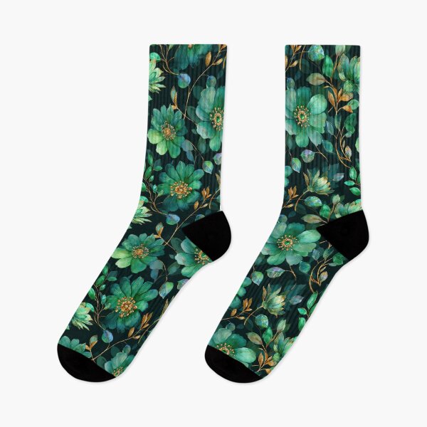Item preview, Emerald Green and Gold Botanical Floral Elegance designed and sold by Anastasiia Yurevych.
