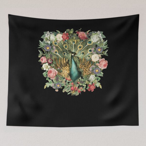 Item preview, Ornate Indian Peacock And Beautiful Decorative Cascading Flowers  	 designed and sold by auaigepauov72.
