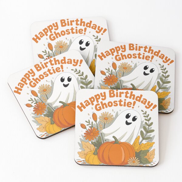 Item preview, Halloween Birthday Ghost Design Cute Ghostie with Pumpkin & Fall Flowers Spooky Autumn Celebration Artoral Design for Spooky Season designed and sold by wellie-chic.