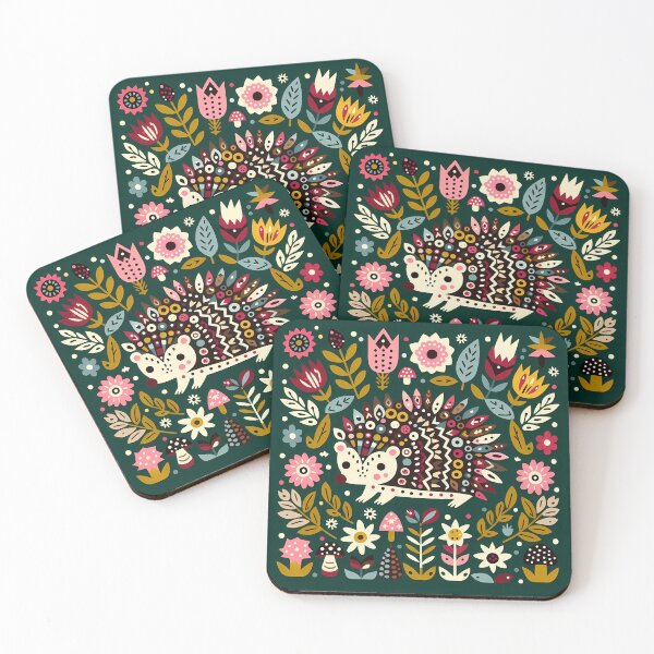 Item preview, Scandinavian Folk Art Hedgehog in Garden Flowers – © heidiannemorris designed and sold by FOLK ART FUSION.