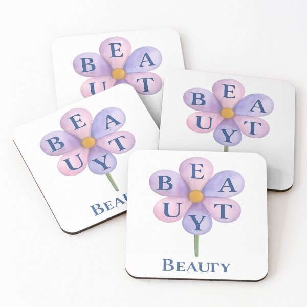 Item preview, Watercolor Flower Sticker Spelling “Beauty” designed and sold by MayaMaliStudio.