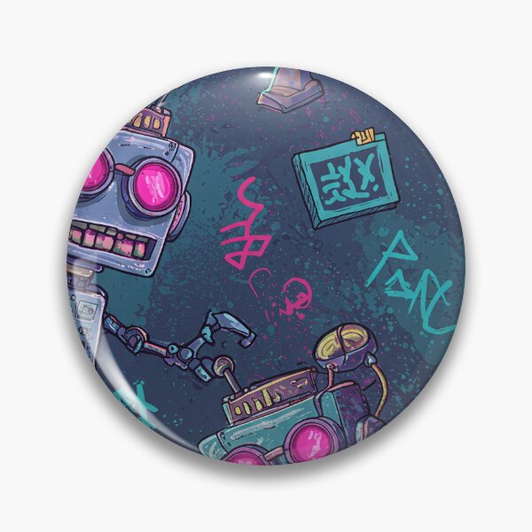 Artikelvorschau, Futuristische Cartoon-Graffiti-Roboter - buntes urbanes Street-Art-Muster entworfen und verkauft von knawlej.