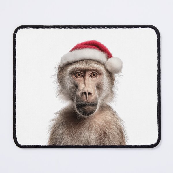 Item preview, Baboon with Christmas Hat – Festive Baboon Xmas Design designed and sold by LazyOwlStore.