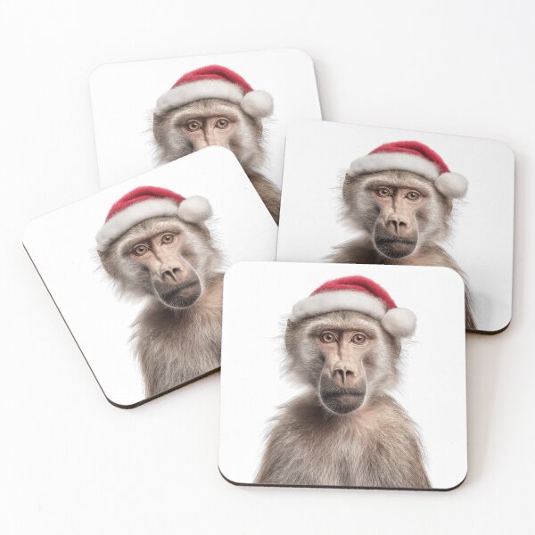 Item preview, Baboon with Christmas Hat – Festive Baboon Xmas Design designed and sold by LazyOwlStore.