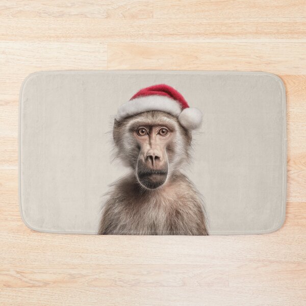 Item preview, Baboon with Christmas Hat – Festive Baboon Xmas Design designed and sold by LazyOwlStore.