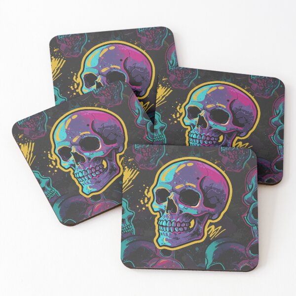 Item preview, Neon Skull Graffiti Cartoon - Colorful Urban Street Art Pattern designed and sold by knawlej.