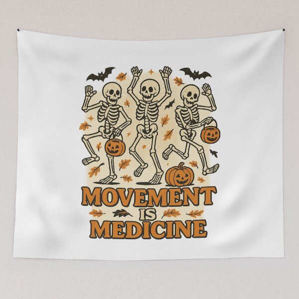 Item preview, Movement Is Medicine – Dancing Skeletons Halloween Retro Design designed and sold by DailyDrivesct.