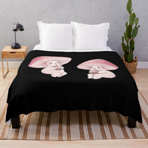 Item preview, Mycena Mushrooms With Boba Tea Throw Pillow designed and sold by avdoveojuaf4.