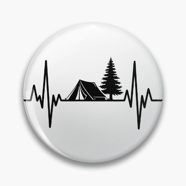 Item preview, Camping tent and pine trees heartbeat line silhouette designed and sold by AFernandesDSG.