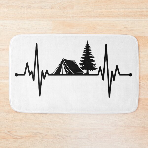 Item preview, Camping tent and pine trees heartbeat line silhouette designed and sold by AFernandesDSG.
