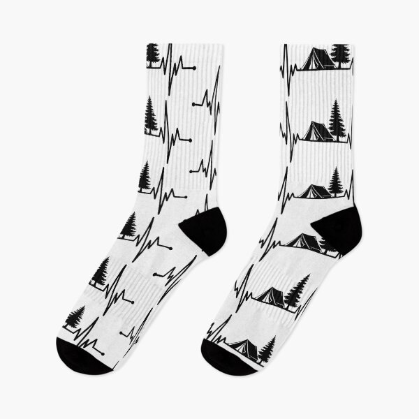 Item preview, Camping tent and pine trees heartbeat line silhouette designed and sold by AFernandesDSG.