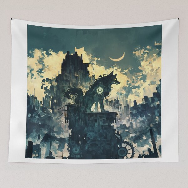 Item preview, Clockwork Wolf Under Crescent Moon designed and sold by Christian Weiss.