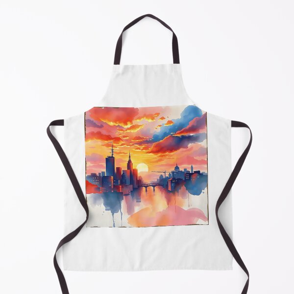 Item preview, Urban Watercolor Sunset Cityscape designed and sold by sharon1210.