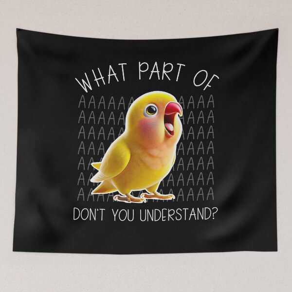 Item preview, Funny Rosy-faced Yellow Lovebird Parrot Birb Meme designed and sold by Kimberley King Art  King Art.