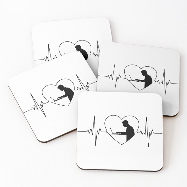 Item preview, Programmer silhouette with heartbeat line design designed and sold by AFernandesDSG.