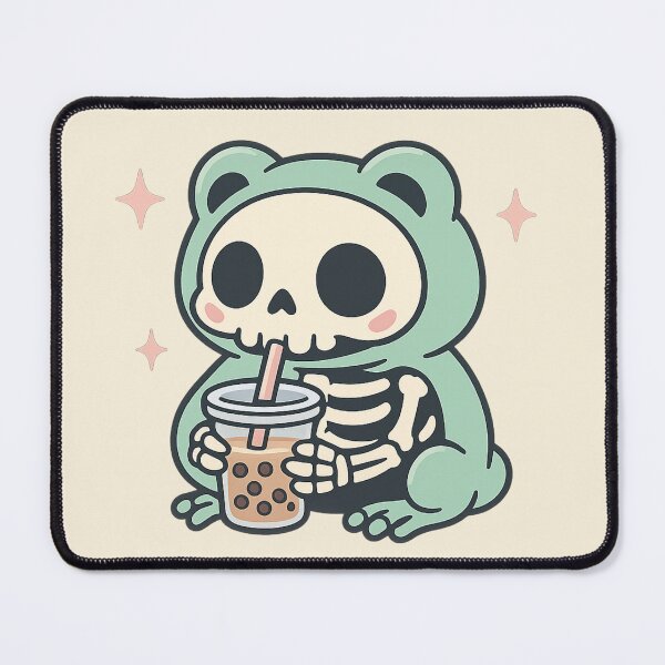 Item preview, Cute Frog Skeleton Drinking Boba Tea – Kawaii Halloween designed and sold by Meandmyshop.