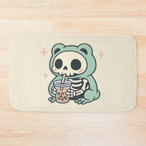 Item preview, Cute Frog Skeleton Drinking Boba Tea – Kawaii Halloween designed and sold by Meandmyshop.