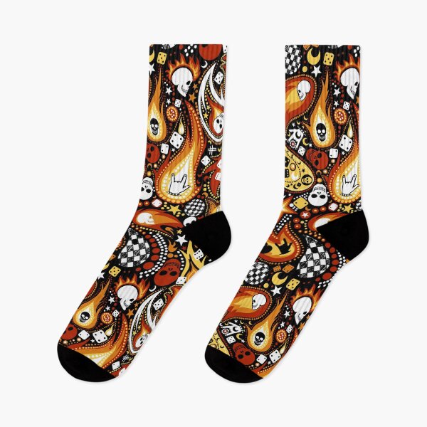 Item preview, Punk Rock Paisley with Skulls and Flames  Orange and Black designed and sold by Carlo-Atzei.