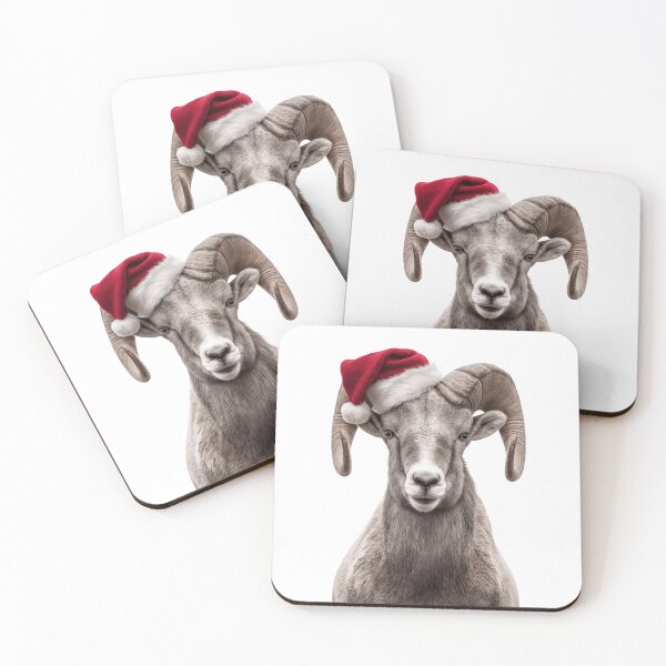 Item preview, Bighorn Sheep with Christmas Hat – Festive Bighorn Sheep Xmas Design designed and sold by LazyOwlStore.
