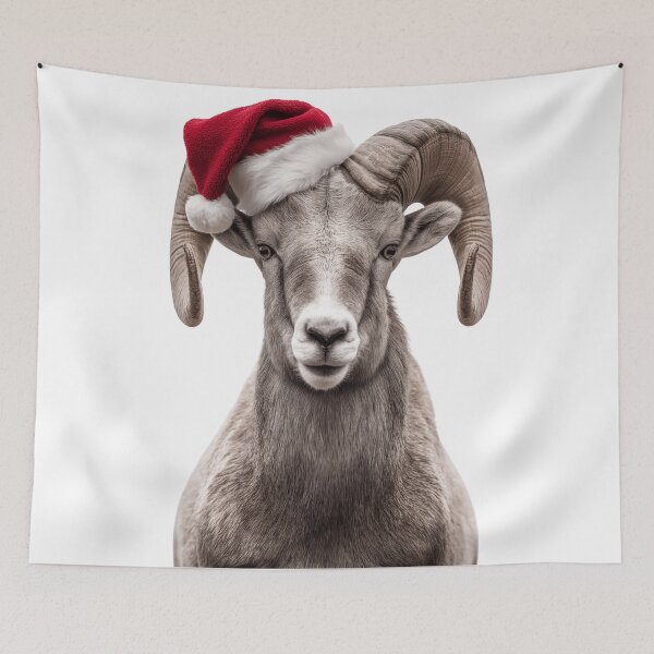 Item preview, Bighorn Sheep with Christmas Hat – Festive Bighorn Sheep Xmas Design designed and sold by LazyOwlStore.