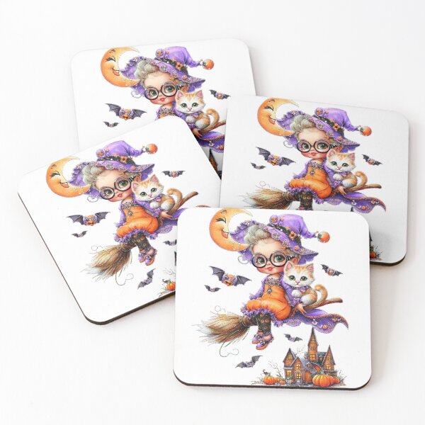 Item preview, Cute Witch and Kitten on a Broom designed and sold by BGHoneyPrints.