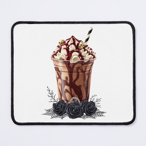 Item preview, Chocolate Milkshake with Whipped Cream, Skulls and Black Flowers Sticker designed and sold by FestivityFinds.